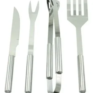 Kit Parrillero Bbq Maletin Aluminio Con 4 Utensilios