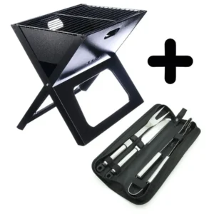 Asador Grill-x Plegable Portátil Bbq + Estuche Bbq 3 Piezas