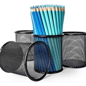 Porta Lapices En Malla Metálico De Escritorio Color Negro