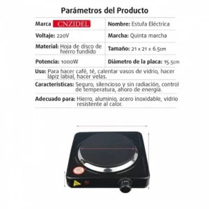 Mini Estufa Eléctrica Portátil De 1 Puesto