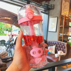 Vaso Botilito Infantil Con Mezclador Diseño De Animalitos