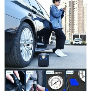 Compresor Aire Portátil 12v Carro Inflador 150 Psi Luz Led