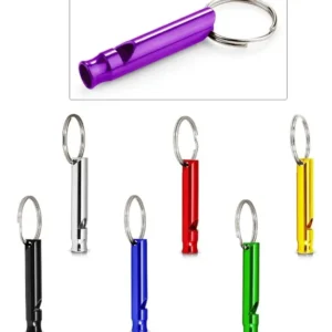 Silbato Pito Metalico Pequeño Tubular Tipo Llavero Plateado