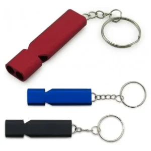 Silbato Pito Metalico Pequeño Tubular Tipo Llavero Plateado